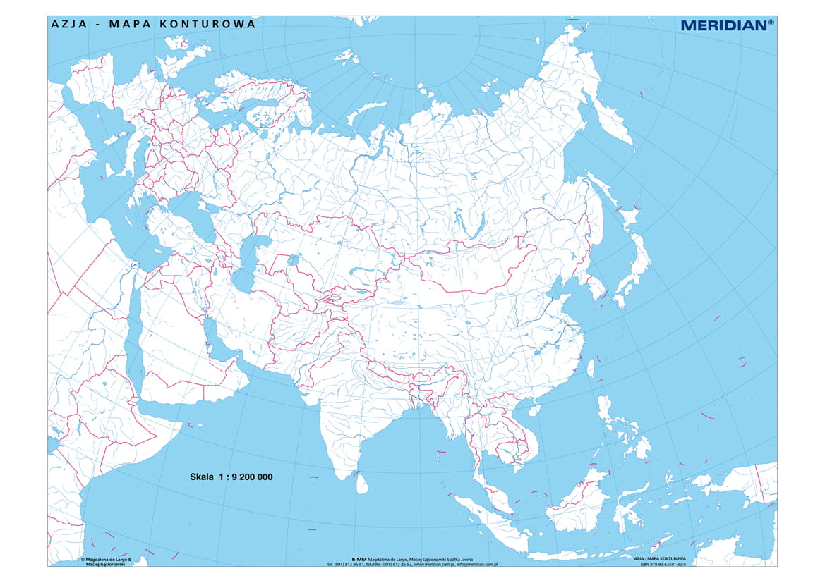 Mapa Konturowa Azji Z Rzekami
