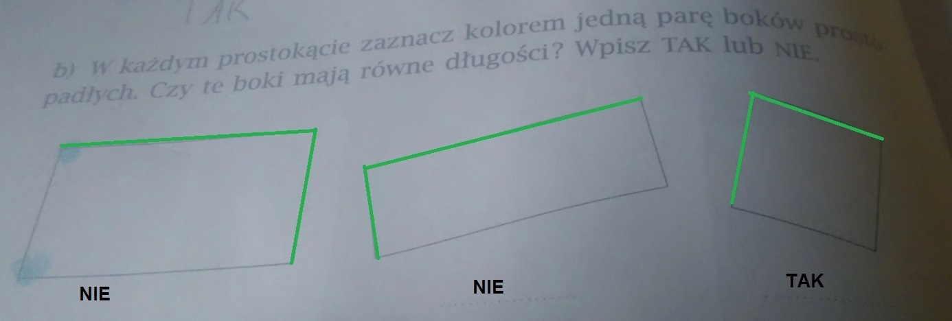 b) W KAŻDYM PROSTOKĄCIE ZAZNACZ KOLOREM JEDNĄ PARĘ BOKÓW PROSTOPADŁYCH W Każdym Prostokącie Zaznacz Kolorem Jedną Parę Boków Prostopadłych