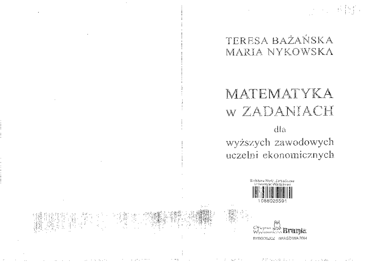 Gurgul Matematyka Dla Kierunków Ekonomicznych Pdf