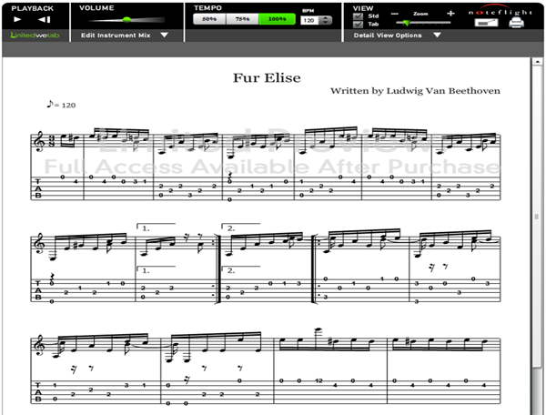 Fur Elise Guitar Tabs Single String
