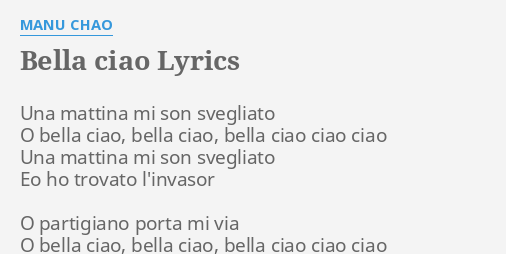 Manu Chao Bella Ciao Lyrics