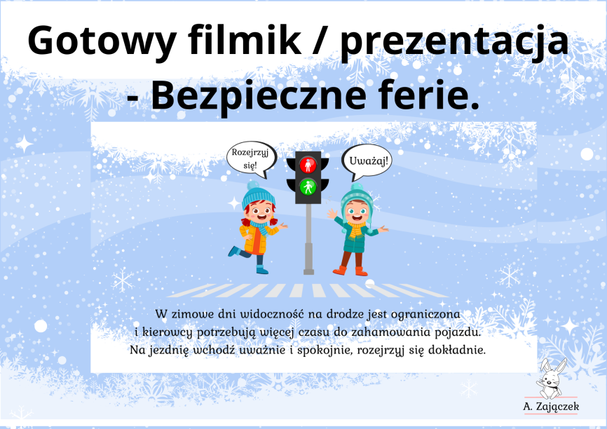 Bezpieczne ferie - gotowy film - lodowisko, zabawy na śniegu, kulig Bezpieczne Ferie Zimowe Film Edukacyjny Dla Dzieci