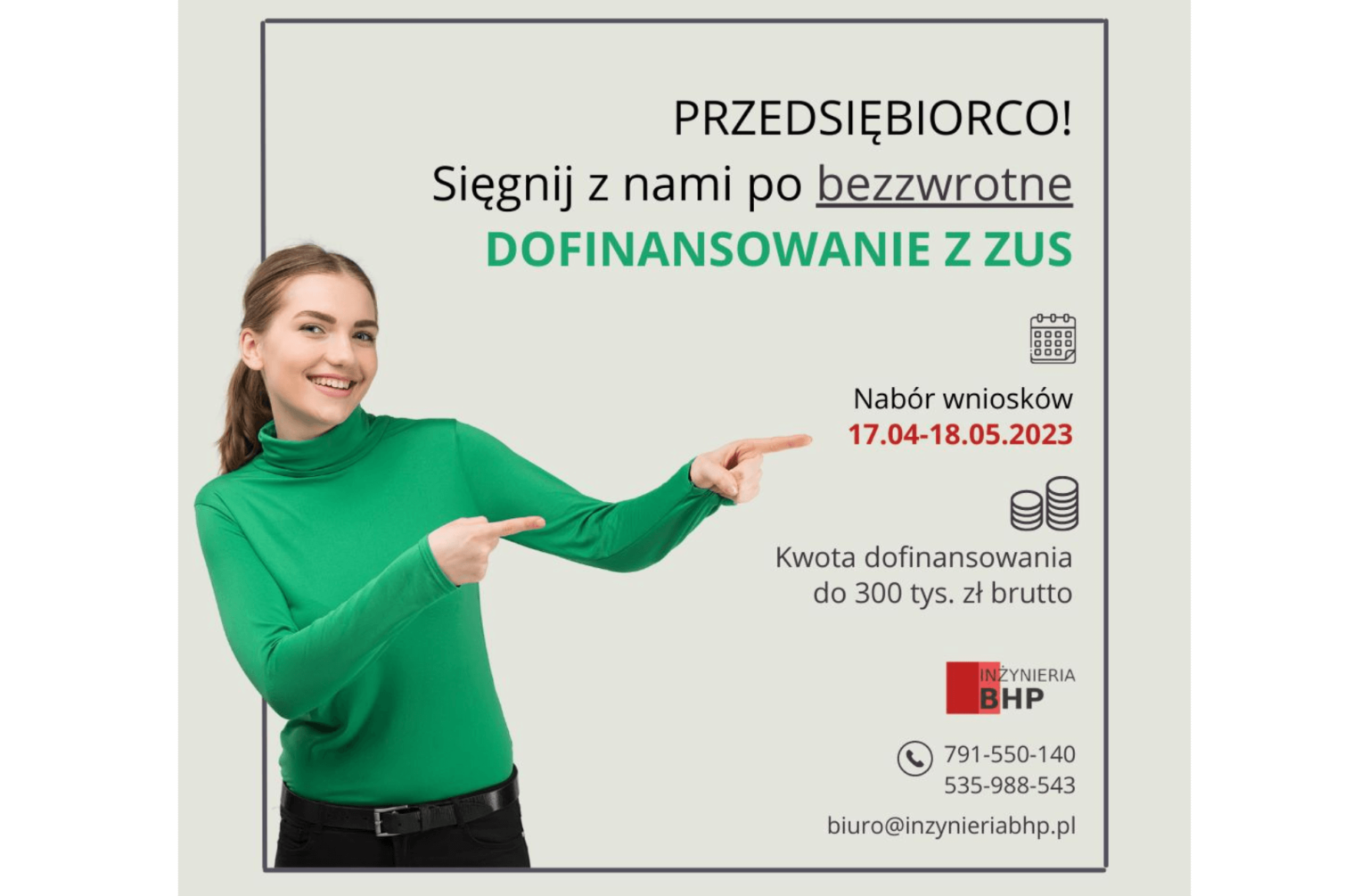 Bezzwrotna dotacja ZUS - Poprawa BHP Bezzwrotna Dotacja Na Zalozenie Firmy 2015