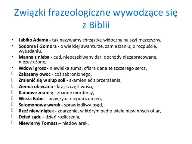 Biblia 1a gimnazjum Związki Frazeologiczne Z Biblii I Ich Znaczenie