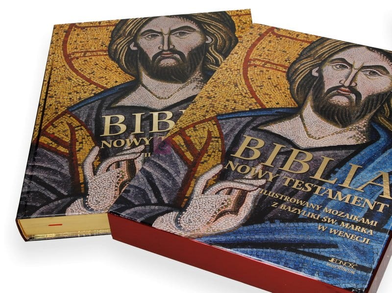 BIBLIA. Nowy Testament ilustrowany (duży format, złocone brzegi + ETUI Nowy Testament Dzieli Się Na 4 Części