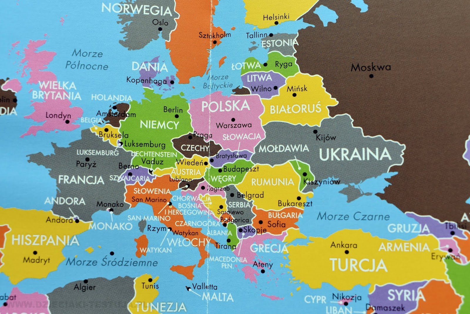 Biblioteczka Montessori: Geografia - Państwa, stolice i flagi Mapa Europy Panstwa I Stolice Test