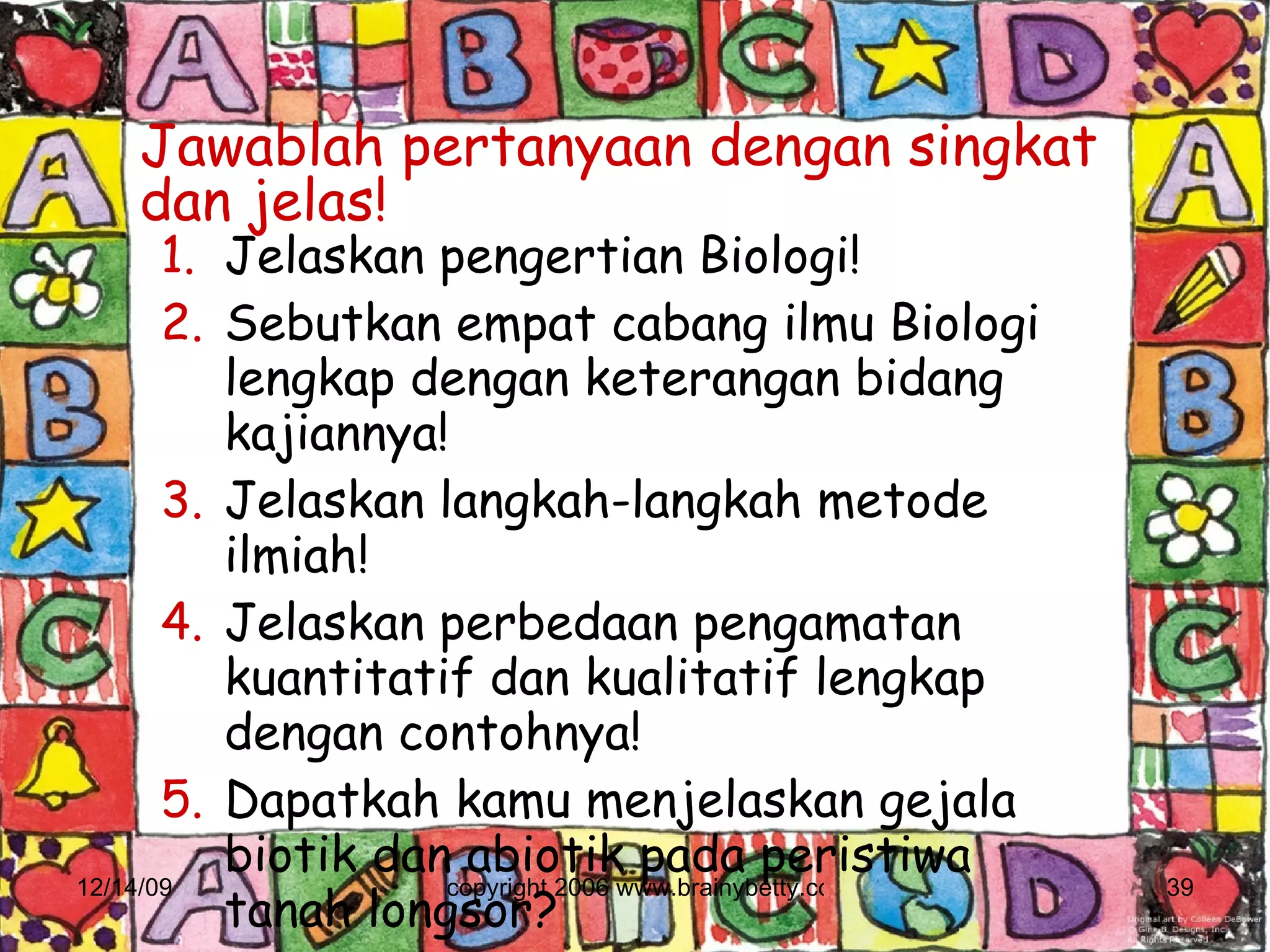 Biologi kelas 7 Bab I | PPT Biologia Klas7