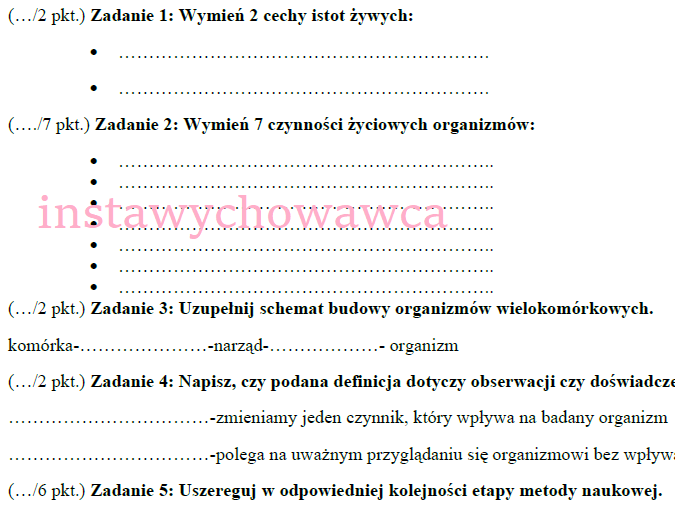 Biologia jak nauka - sprawdzian • Złoty nauczyciel Sprawdzian Z Biologii Nauka O Zyciu