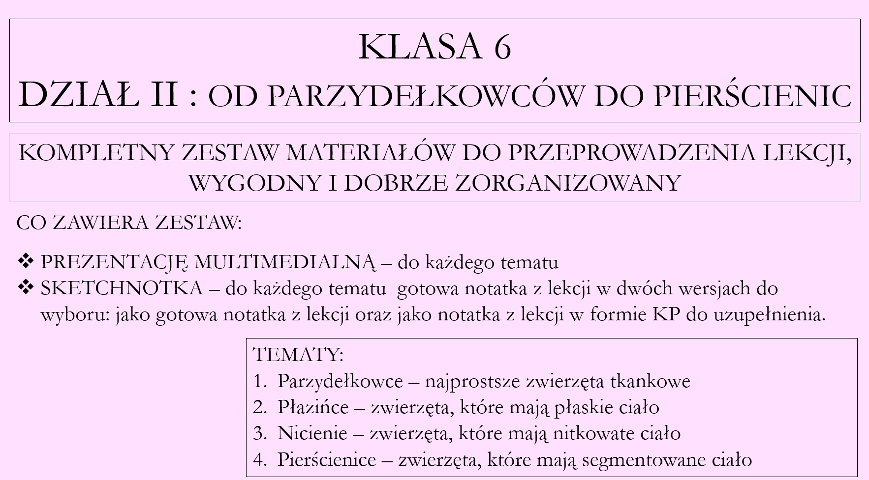 Test Biologia Klasa 6 Od Parzydelkowcow Do Pierscienic