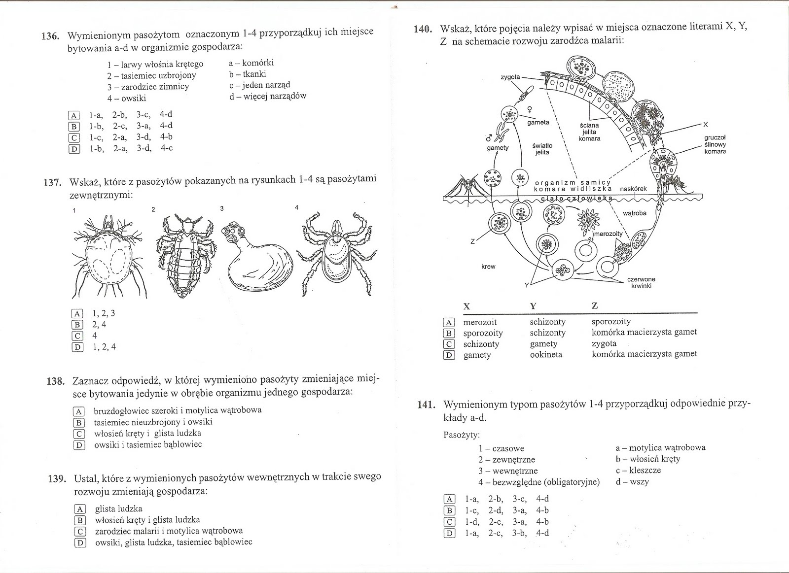Biologiczno-Chemiczna: Płazińce i nicienie :) Sprawdzian Z Biologii