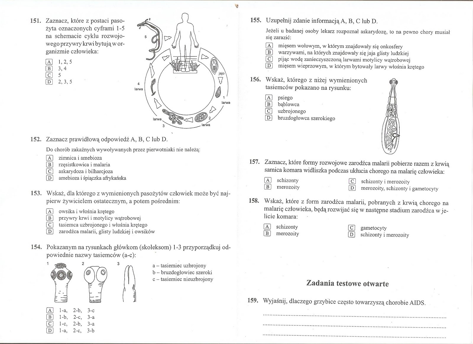 Biologiczno-Chemiczna: Płazińce i nicienie :) Sprawdzian Z Biologi Klasa 6