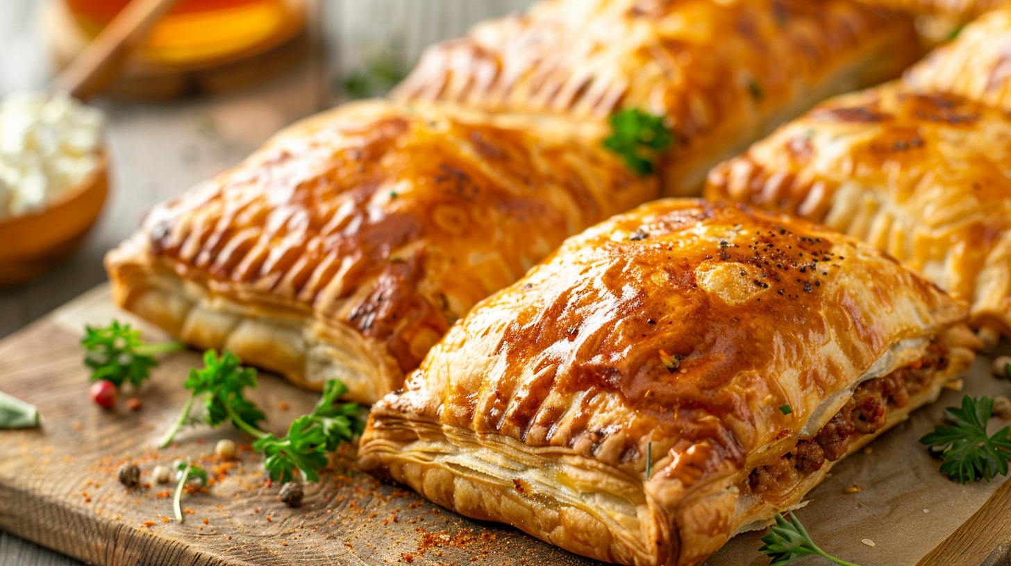 Blätterteigtaschen mit Hackfleisch und Feta: herzhaftes Fingerfood Blatterteig Gefullt Mit Hackfleisch Und Feta