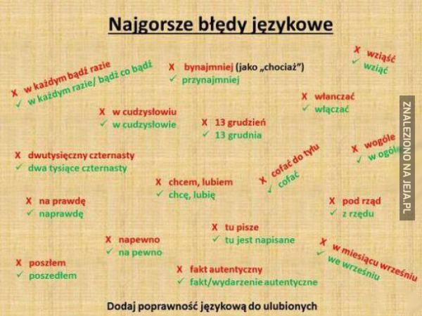 Odszukaj W Podanych Zdaniach Bledy Jezykowe