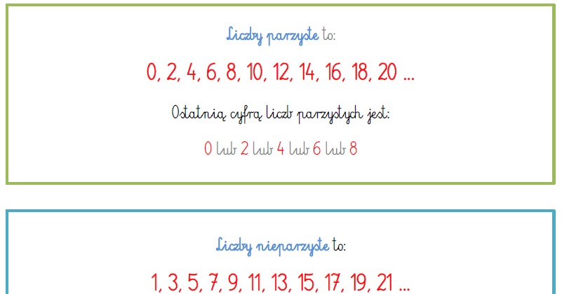 BLOG EDUKACYJNY DLA DZIECI: LICZBY PARZYSTE I NIEPARZYSTE Liczby Parzyste I Nieparzyste Klasa 3