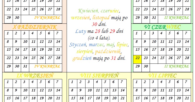 BLOG EDUKACYJNY DLA DZIECI: OBLICZENIA KALENDARZOWE - PORY ROKU Obliczenia Kalendarzowe Klasa 2 Karty Pracy