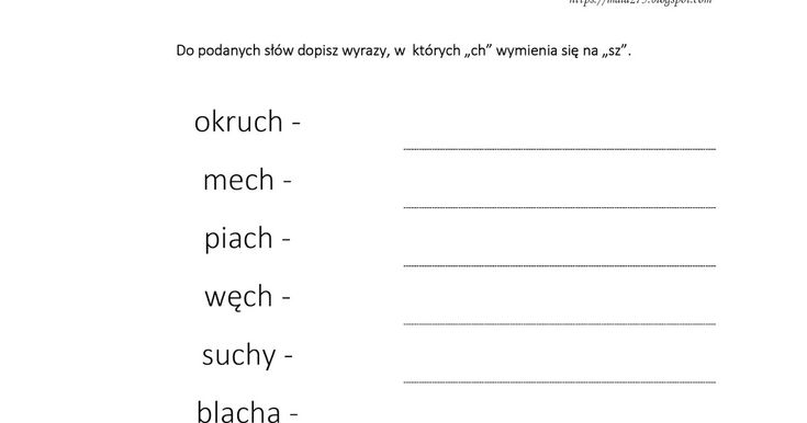 BLOG EDUKACYJNY DLA DZIECI: WYRAZY Z CH - ZADANIA Marka Maszyny Do Pisania Krzyżówka