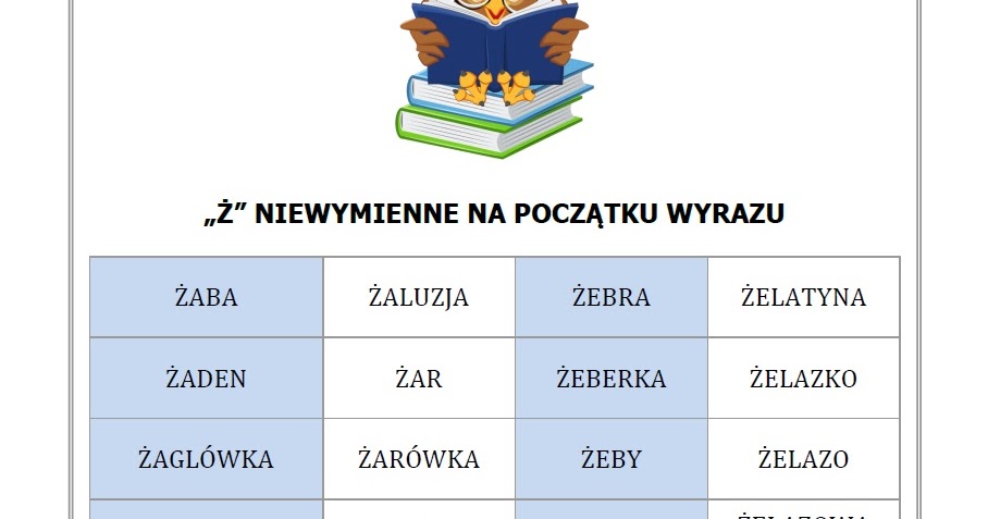 Jakie Są Wyrazy Z ó Niewymiennym