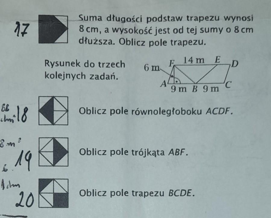 bloksy klasa 6 pola wielokątów od 17 do 20 z wyjaśnieniembyłabym Geometria Klasa 6 Zadania Pdf