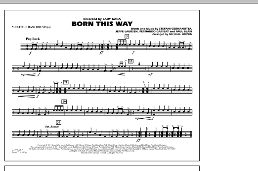 Born This Way - Multiple Bass Drums Sheet Music | Michael Brown Born For This Bass Tab