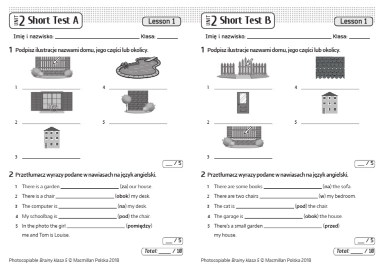 Brainy 5 Short Tests Unit 2 Lesson 1 | PDF Brainy Klasa 5 Testy Pdf