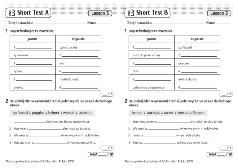 Brainy Klasa 5 Unit 3