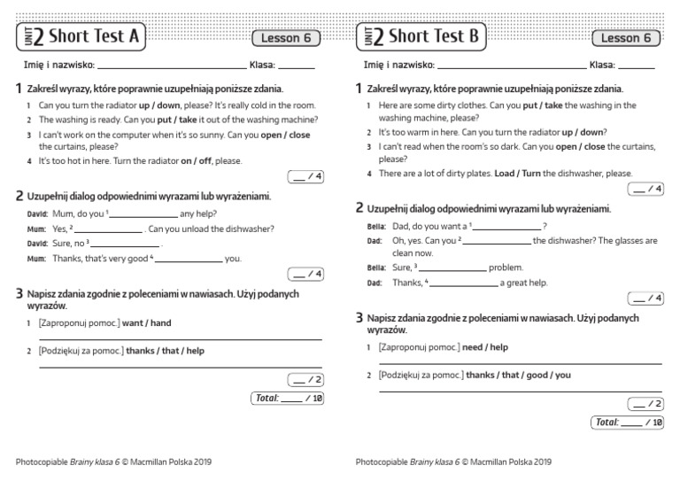 Brainy Klasa 6 Testy Pdf Unit 2