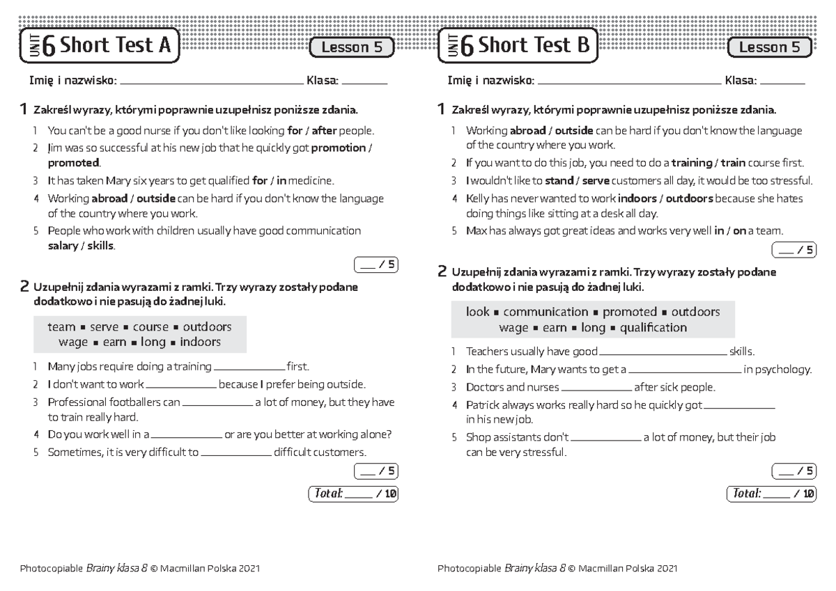 Steps Plus 6 Unit 3 Test B