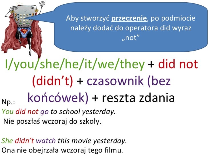 Budowa zdania w Past Simple Past Simple Zdania Do Tlumaczenia