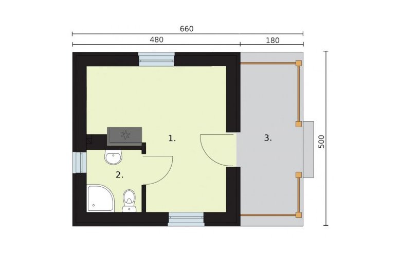 Budynek Gospodarczy AMADORA na zgłoszenie do 35m2 16.16 m2 | Projekt Odbir Budynku Gospodarczego Na Zgloszenie