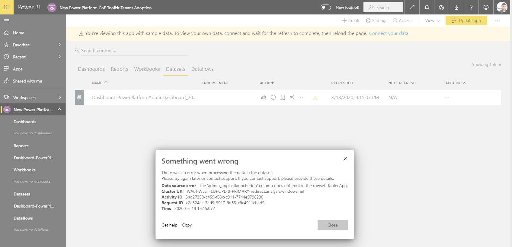 [BUG]: Power BI Dashboard columns do not exist in rowset · Issue #144 Power Bi Refresh Failed Column Does Not Exist In The Rowset