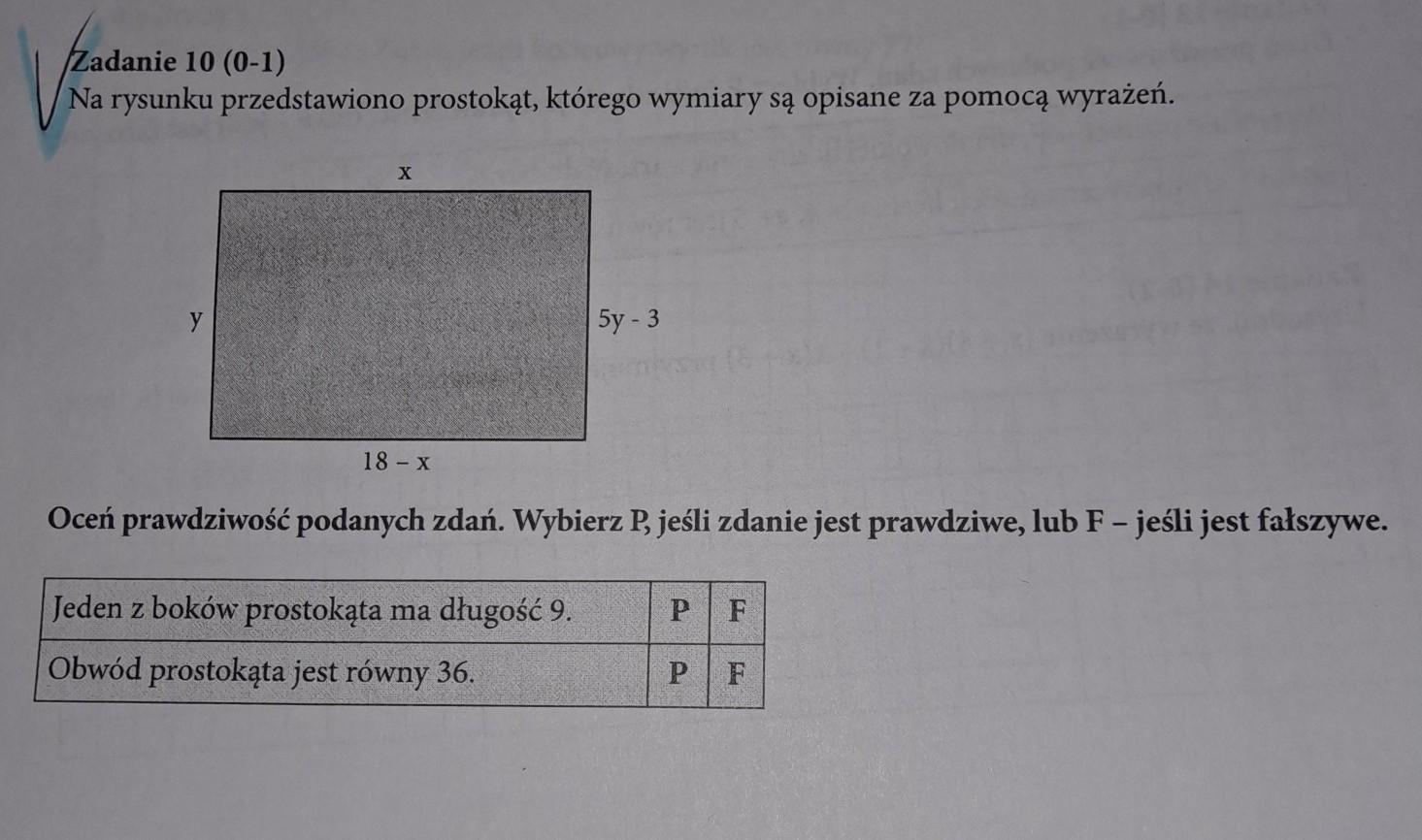 C. 10 D. -16 /Zadanie 10 (0-1) Na rysunku przedstawiono prostokąt Na Rysunku Przedstawiono Trójkąt Równoramienny Oblicz Jego Obwód I Pole