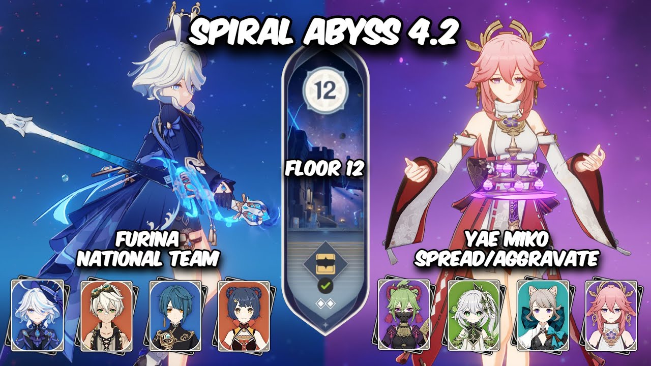 C1 Furina National || C5 Yae Miko Spread/Aggravate - Spiral Abyss 4.2 Historia świętego Mikołaja Anna Bomba