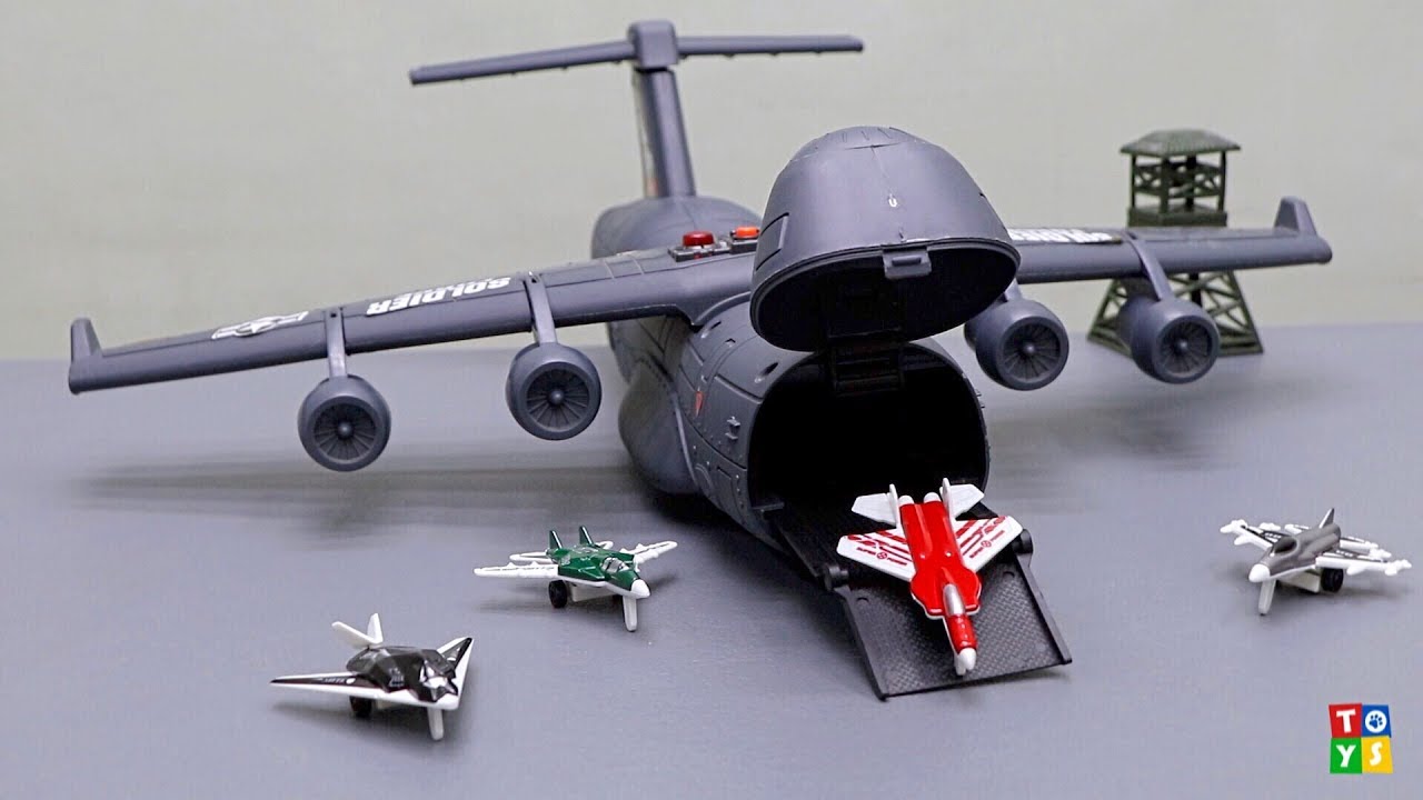 C5 Galaxy Big Plane Transports Jet Fighter Planes | Toy Unboxing and Uzupełnij Wyrażenia Używając Play Make Lub Ride