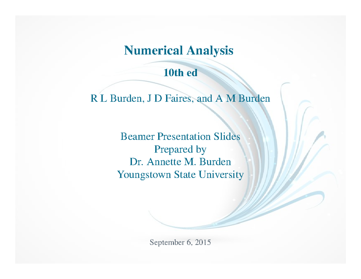 Numerical Analysis 10th Edition Free Pdf