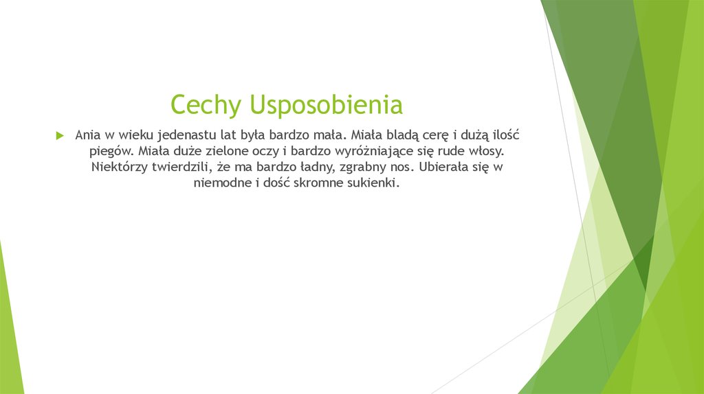 Charakterystyka Ani Shirley - презентация онлайн Cechy Charakteru Usposobienia I Umysłowości Ani Z Zielonego Wzgórza