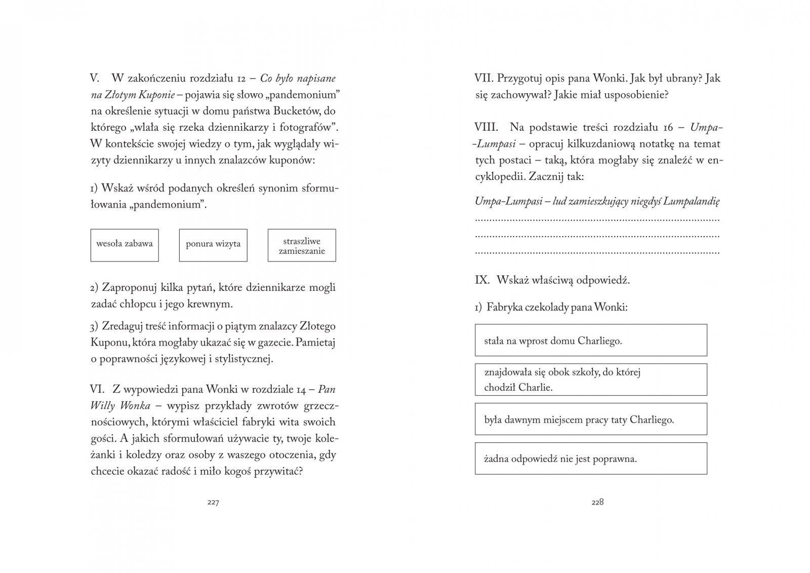 Charlie i fabryka czekolady - ambelucja.pl - książki dla dzieci Test Z Lektury Charlie I Fabryka Czekolady Pdf