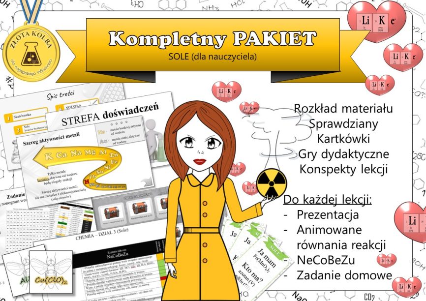 Chemia Klasa 8. Sole. Kompletny PAKIET materiałów do całego działu dla Sprawdzian Sole Klasa 8