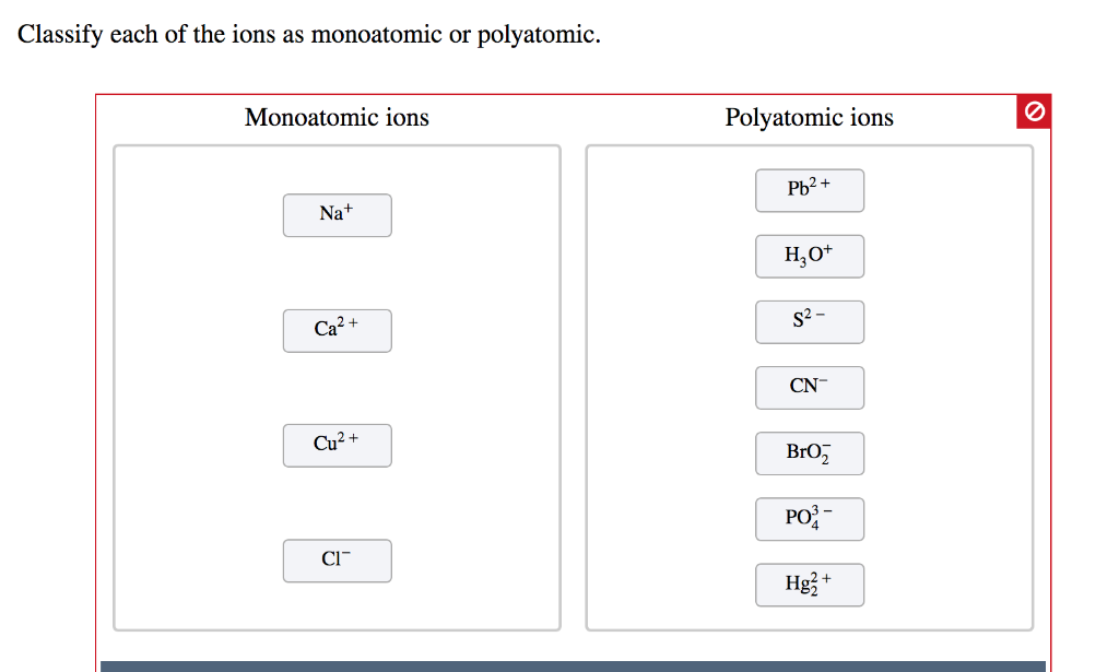 Classify Each Of The Ions As Monoatomic Or Polyatomic