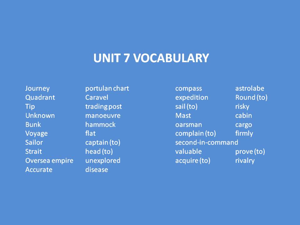 CLIO´S WORKSHOP: UNIT 7 VOCABULARY Focus 4 Unit 7 Vocabulary