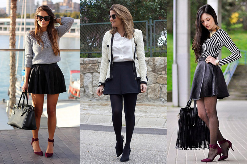 Cómo Combinar una Falda Skater Negra ⇒ 【↓Ideas↓】 Como Combinar Una Falda Negra