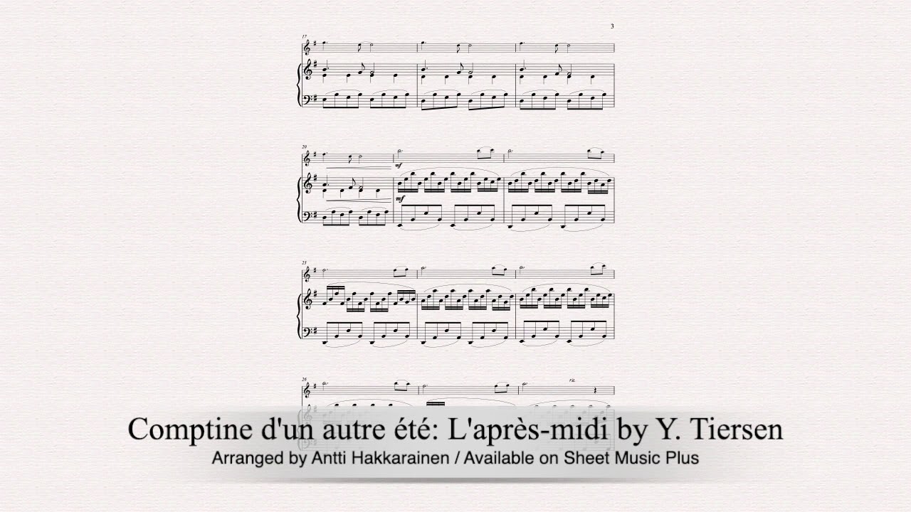 Comptine D'un Autre Été Noten Kostenlos - Yann Tiersen Comptine D Un Comptine D Un Autre Ete Noten