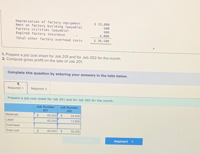 Compute Gross Profit On The Sale Of Job 201