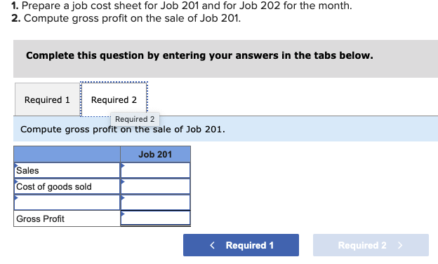 Compute Gross Profit on the Sale of Job 201. Compute Gross Profit On The Sale Of Job 201