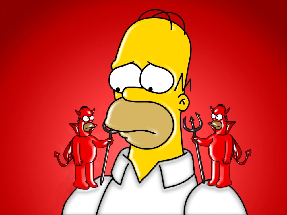 Homer Simpson Devil And Angel On Shoulder