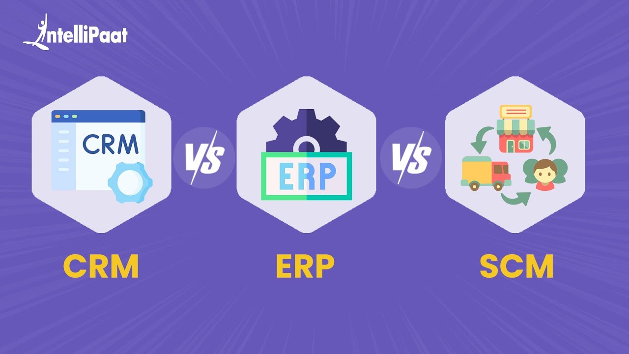 CRM vs ERP vs SCM | Difference Between CRM vs ERP vs SCM | Intellipaat Zintegrowane Systemy Zarządzania Erp Erp Ii