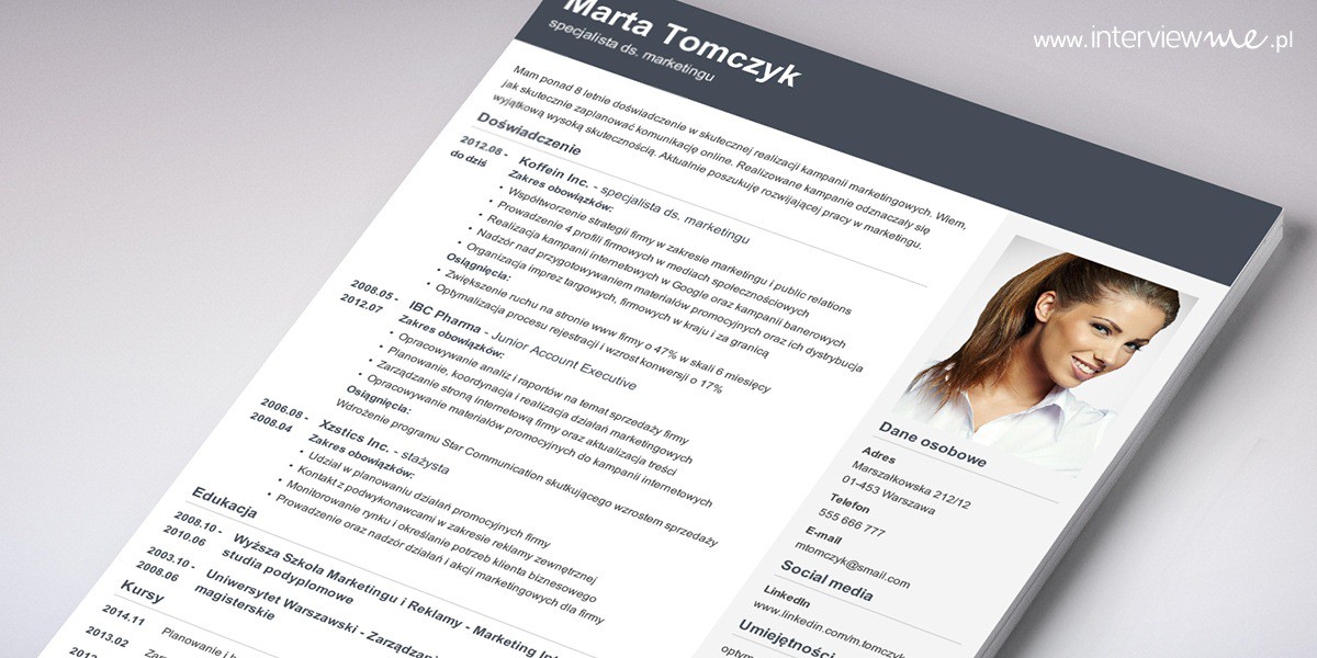 CV dla ucznia: wzór i przykłady [szkoła podstawowa, liceum] Cv Po Liceum Bez Doświadczenia Wzór