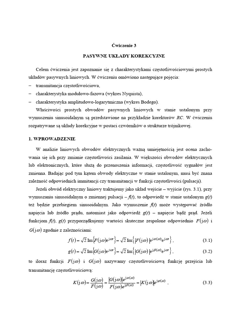 ĆW - 3 - Pasywne Układy Korekcyjne | PDF Zawezwanie Do Próby Ugodowej Kpc