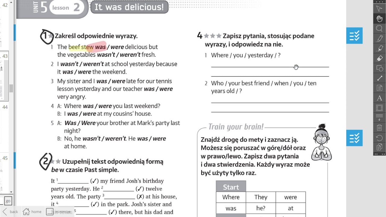 ćwiczenia utrwalające was were Brainy 6 Unit 5 - YouTube Test Z Angielskiego Klasa 5 Unit 6 Brainy