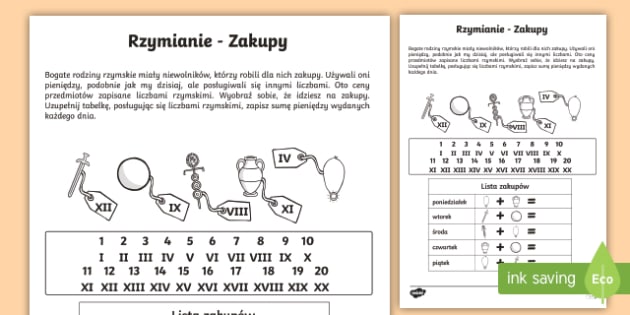 Cyfry Rzymskie | Karta Pracy | Ćwiczenie (teacher made) Cyfry Rzymskie Karty Pracy Klasa 4