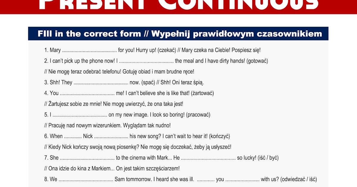 Czas Present Simple I Present Continuous Wiczenia Klasa 5 Pdf - question Present Simple Cwiczenia Online